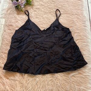 MES Demoiselles Black V Neck Leop Slip Tank Top sz 38